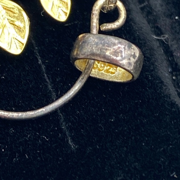 925 Sterling Silver Handmade birds on a branch Bangle and Garden Pot Pendant - Picture 6 of 11